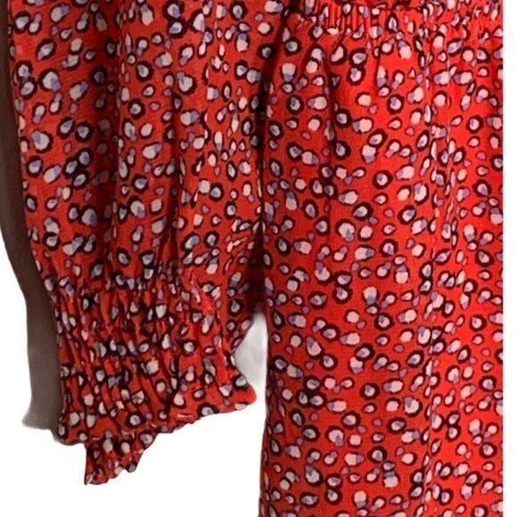 ECI Women’s XL Red Boho Peasant Sheath Dress Long Sleeve Casual Work - Picture 5 of 13